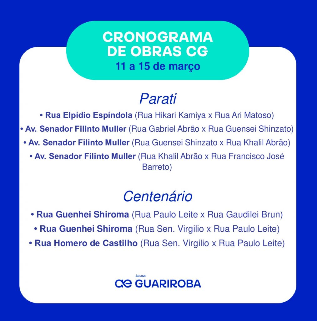 Cronograma: CG Saneada passa dos 43 km de rede de esgoto implantada