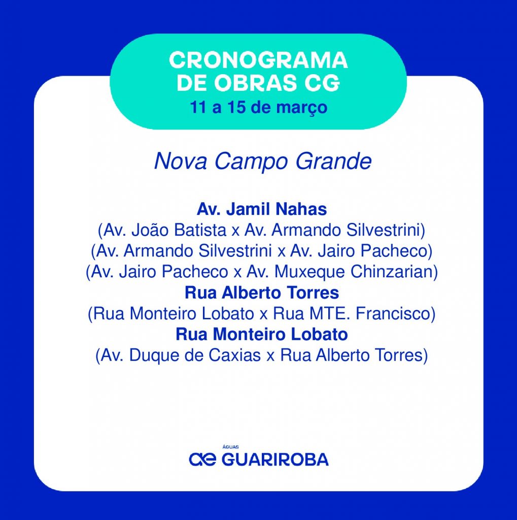 Cronograma: CG Saneada passa dos 43 km de rede de esgoto implantada