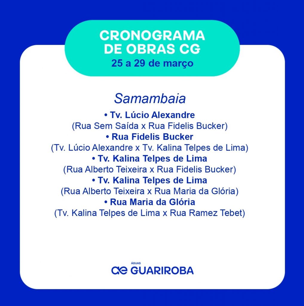 Cronograma: Obras de esgoto é sinônimo de qualidade de vida para bairros de CG