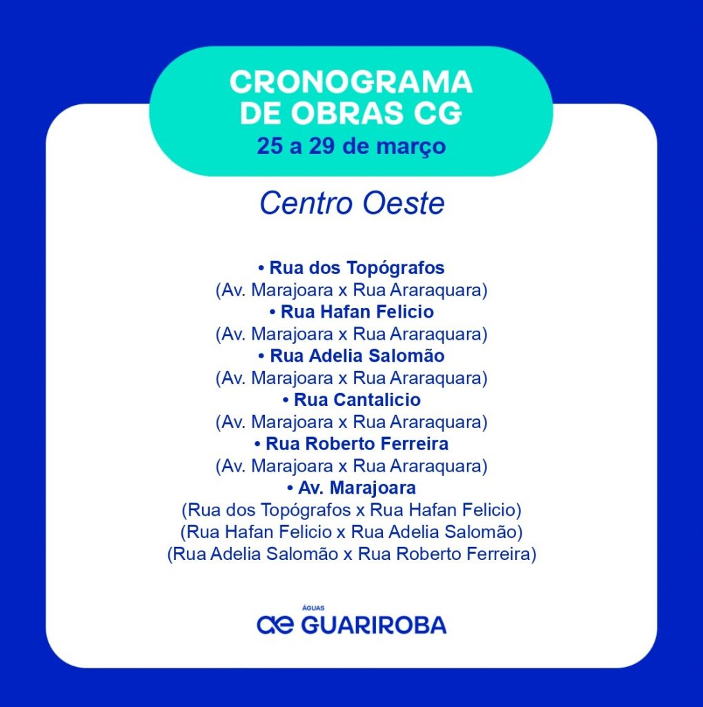 Cronograma: Obras de esgoto é sinônimo de qualidade de vida para bairros de CG